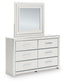 Zuraleus King Upholstered Bed, Dresser, Mirror and Nightstand