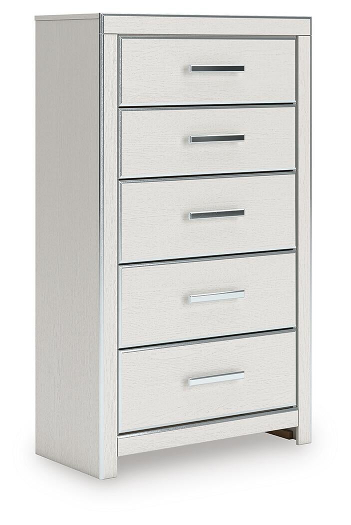 Zuraleus King Upholstered Panel Bed, Dresser, Mirror, Chest and Nightstand
