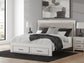 Zuraleus King Upholstered Panel Platform Storage Bed, Dresser, Mirror and Nightstand