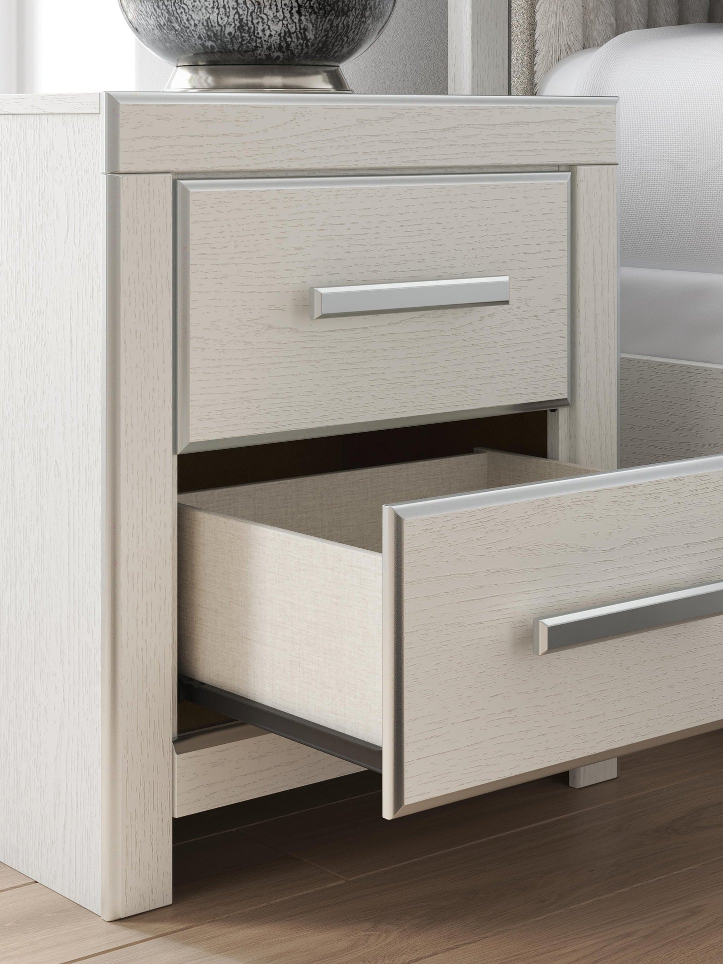 Zuraleus Queen Upholstered Panel Platform Bed, Dresser, Mirror and Nightstand