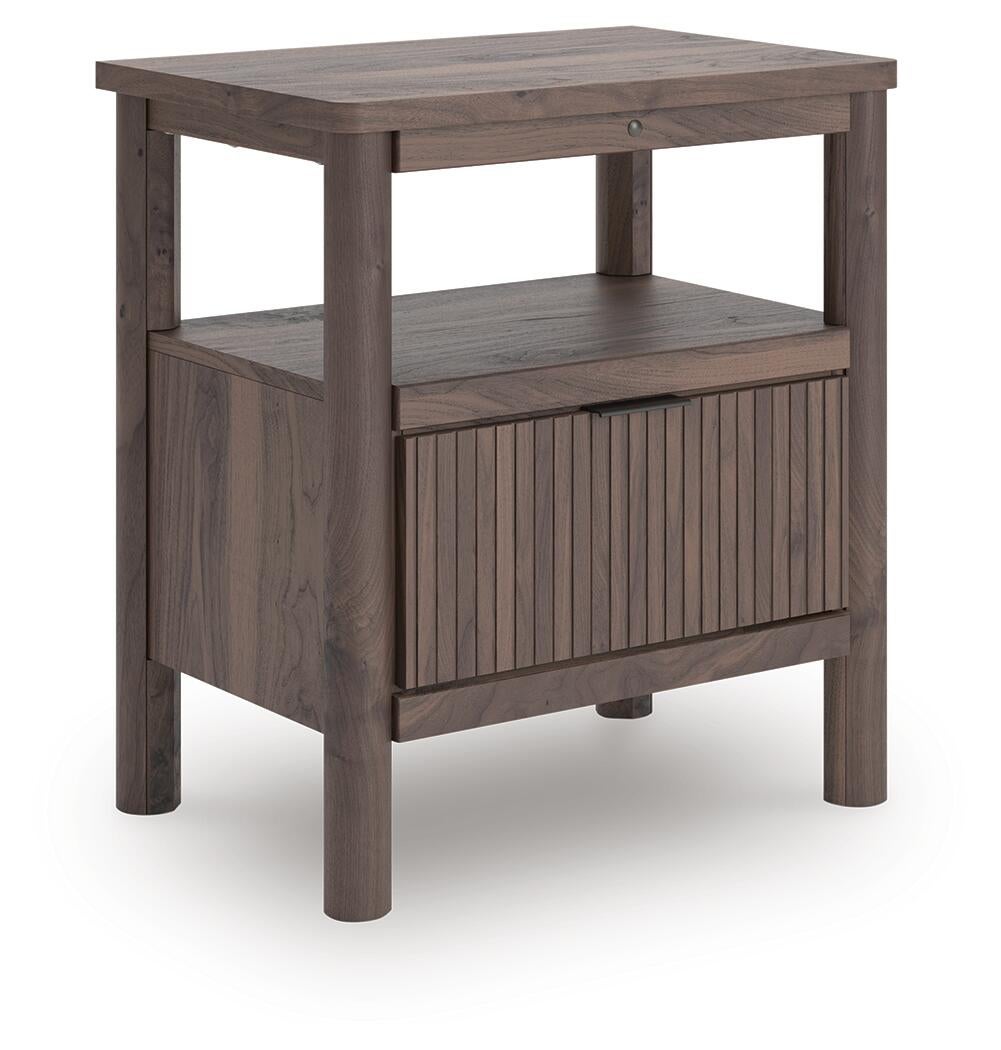 Pamytta Full Upholstered Panel Bed, Dresser, Mirror and Nightstand