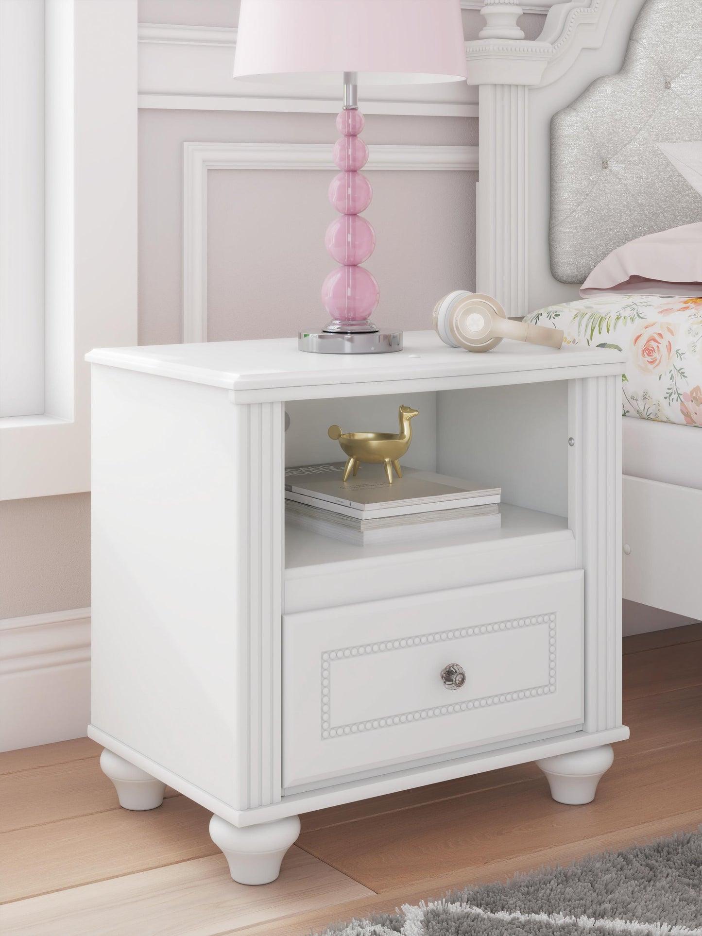 Kozlani Full Upholstered Panel Storage Bed, Dresser, Mirror and Nightstand