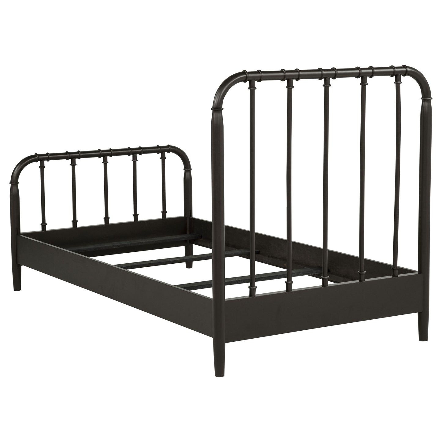 Rocco All Wood Water Pipe Open Frame Twin Bed Dark Bronze