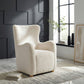 Thornton Faux Fur Upholstered Wingback Lounge Accent Chair Ivory