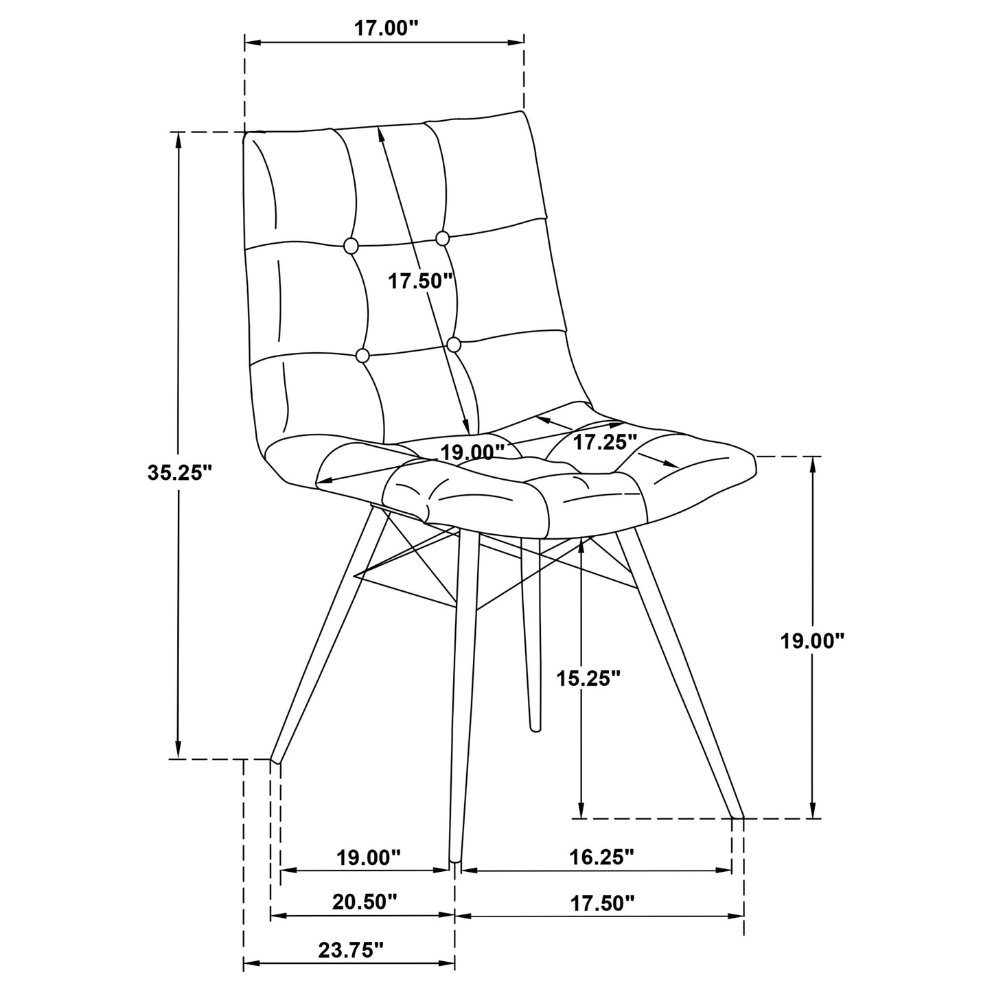 Aiken Fabric Upholstered Dining Side Chair Saddle Stone White (Set of 4)