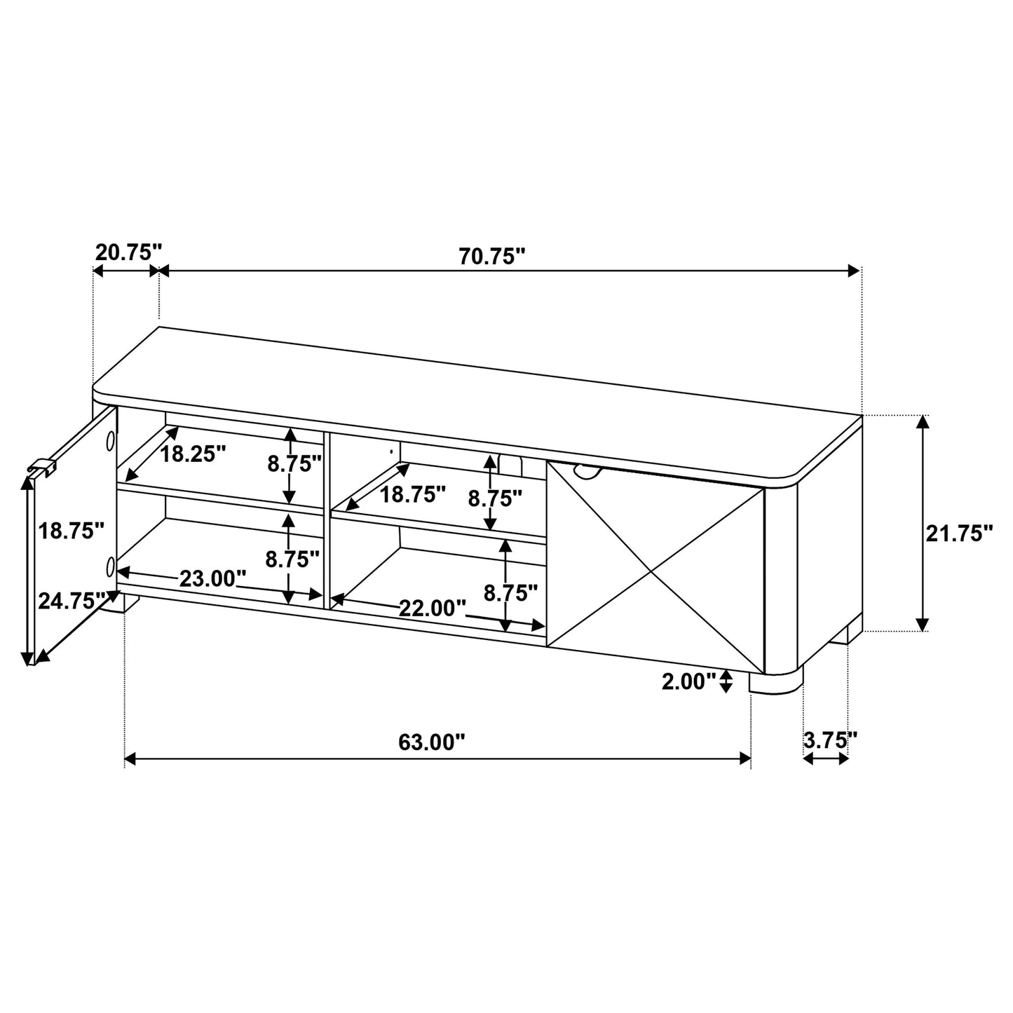 Marcelo 71-inch TV Stand Media Console Coffee