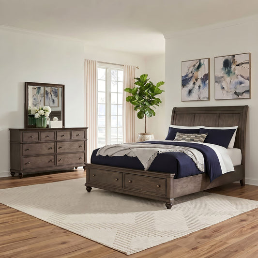 Queen Storage Bed, Dresser & Mirror