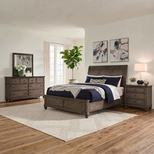 Queen Storage Bed, Dresser & Mirror, Night Stand