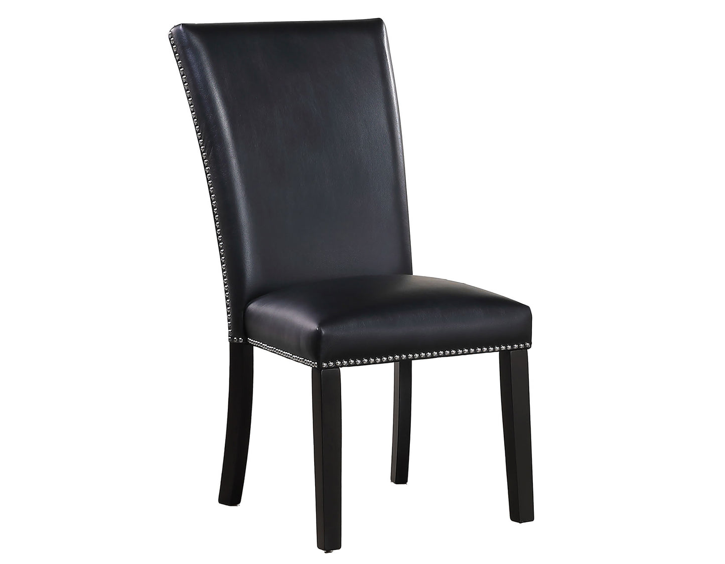 Artemis 5 Piece 70″ Rect White Marble Table, Black Finish w/4 Black Vegan Leather Chairs
