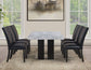Artemis 5-Piece 70″ Rect Gray Marble Table, Black Finish w/4 Black Vegan Leather Chairs