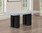 Artemis 5-Piece 70″ Rect Gray Marble Table, Black Finish w/4 Black Vegan Leather Chairs