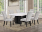 Artemis 5 Piece 70″ Rect White Marble Table, Black Finish w/4 Gray Chenille Chairs