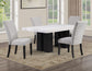 Artemis 5 Piece 70″ Rect White Marble Table, Black Finish w/4 Gray Chenille Chairs