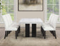 Artemis 5-Piece 70″ Rect White Marble Table, Black Finish w/4 White Vegan Leather Chairs