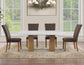 Artemis 70″ Rect White Marble Table, Tan Finish w/4 Green Velvet Chairs
