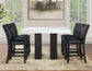Artemis 5-piece 54″ Square White Marble Counter Table with 4 Black Vegan Leather Counter Chairs