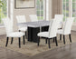 Artemis 5-Piece 70″ Rect Gray Marble Table, Black Finish w/4 White Vegan Leather Chairs