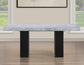 Artemis 5-Piece 70″ Rect Gray Marble Table, Black Finish w/4 White Vegan Leather Chairs