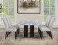 Artemis 5 Piece 70″ Rectangular Gray Marble Table, Black Finish with 4 Gray Chenille Chairs