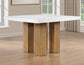 Artemis 5-Piece 54″ Square White Marble Counter Table, Sand Finish w/4 Brown Velvet Counter Chairs (Copy)
