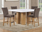 Artemis 5-Piece 54″ Square White Marble Counter Table, Sand Finish w/4 Brown Velvet Counter Chairs (Copy)
