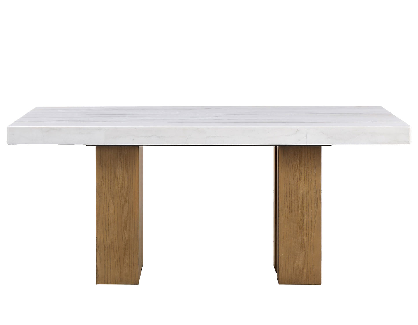 Artemis 70″ White Marble Top Dining Table, Sand Finish