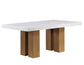 Artemis 70″ White Marble Top Dining Table, Sand Finish