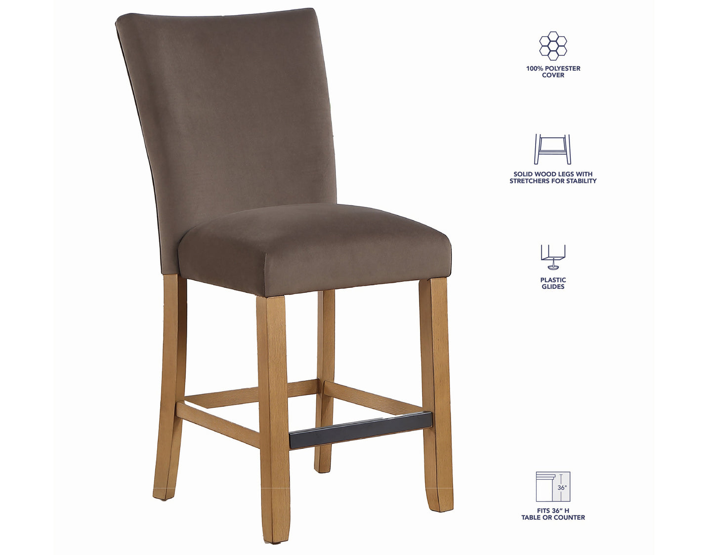 Artemis 24″ Counter Chair, Brown Velvet