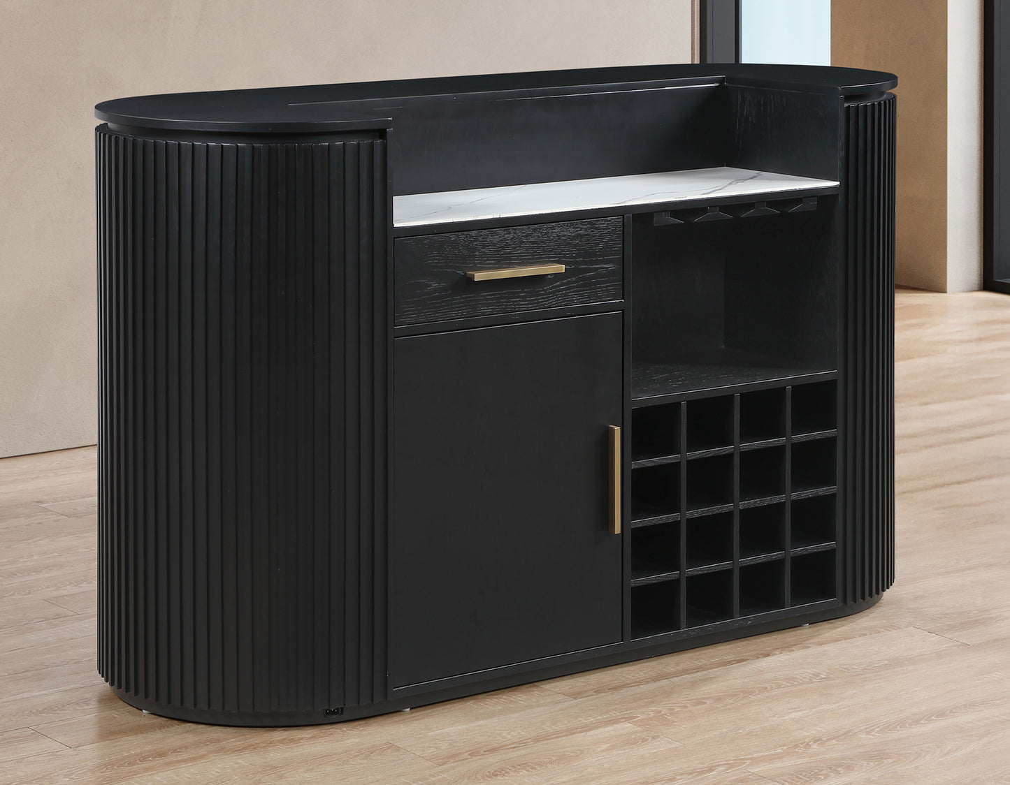 Colvin Reeded Bar, Black Finish
