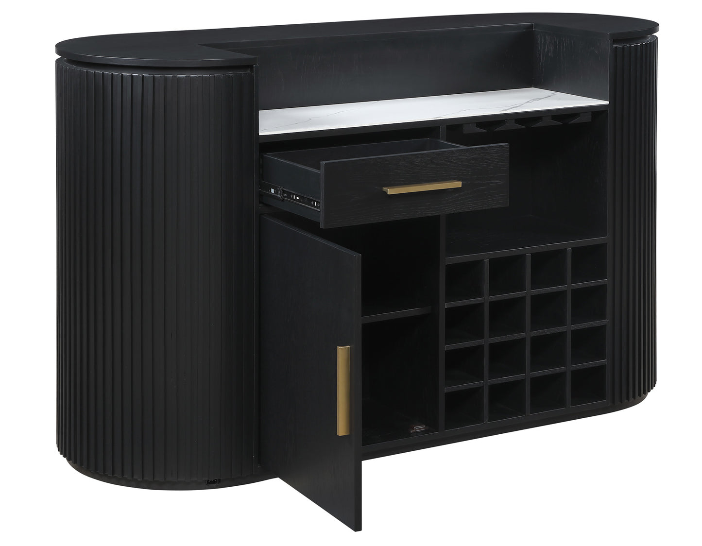 Colvin Reeded Bar, Black Finish