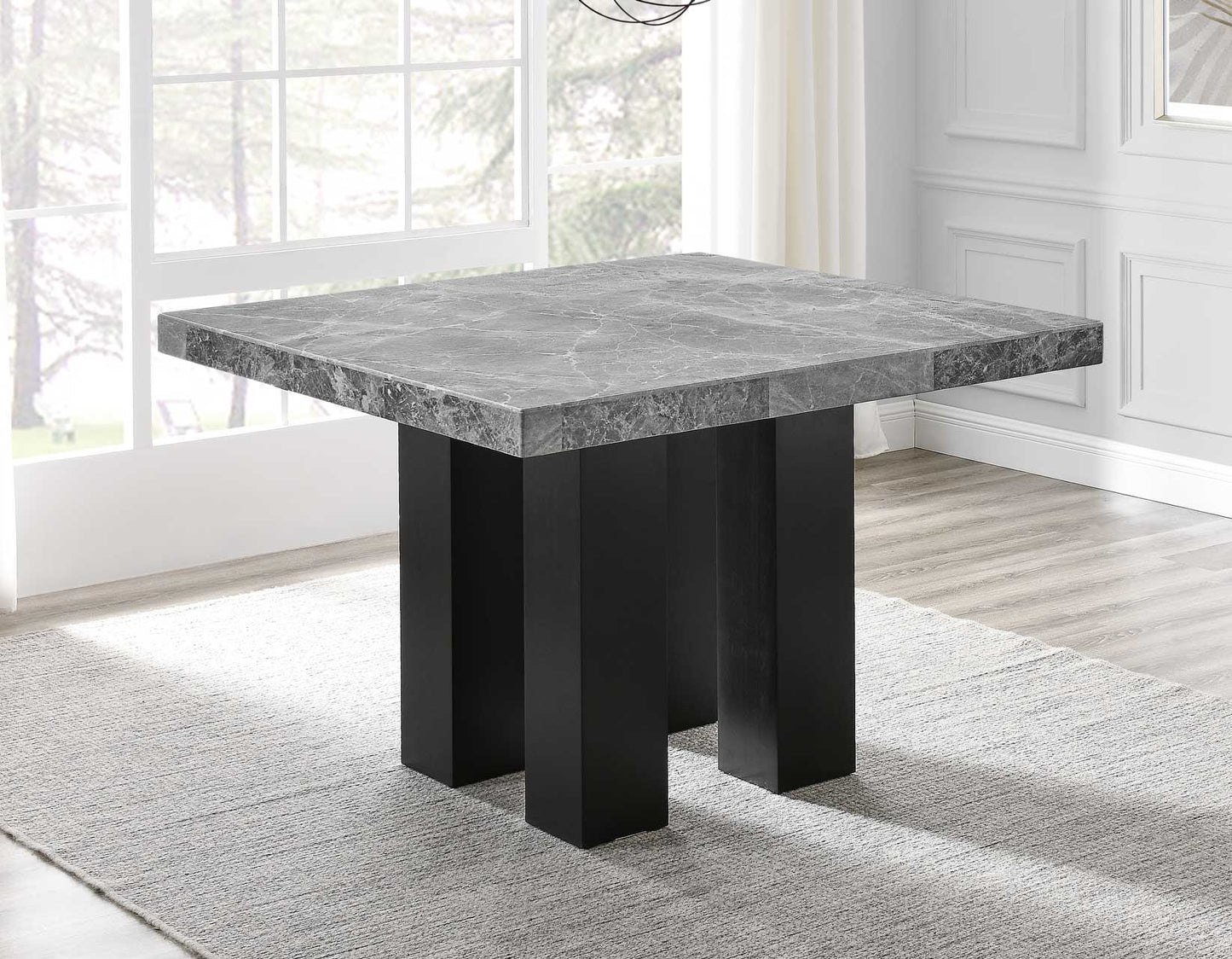 Artemis 54 inch Square
Gray Marble Top Counter Table, Black Finish