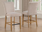 Artemis 5 Piece 54″ Square White Marble Counter Table, Tan Finish w/4 Beige Chenille Counter Chairs