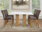 Artemis 5-Piece 54″ Square White Marble Counter Table, Sand Finish w/4 Brown Velvet Counter Chairs