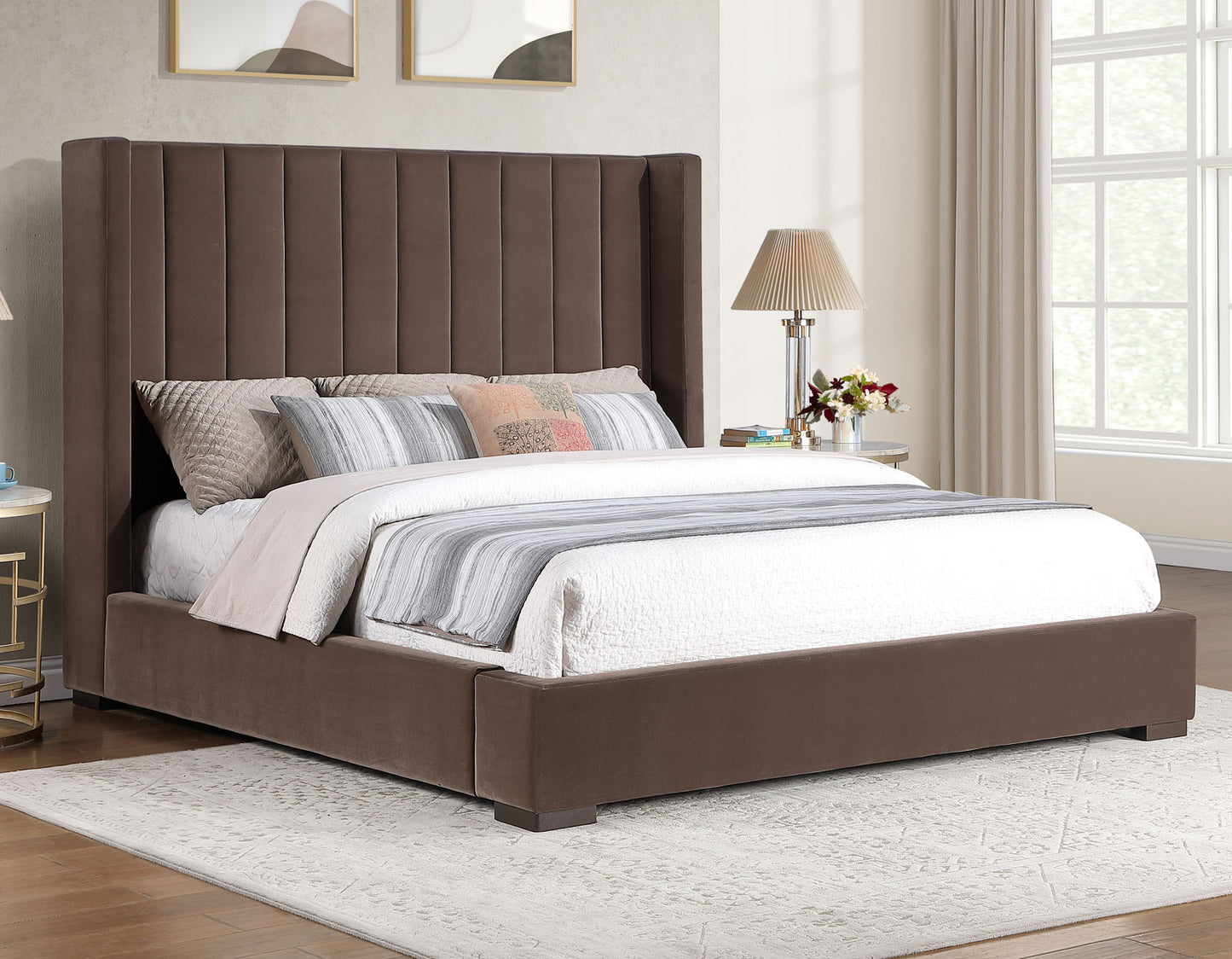 Pearson Queen Bed, Chocolate Velvet