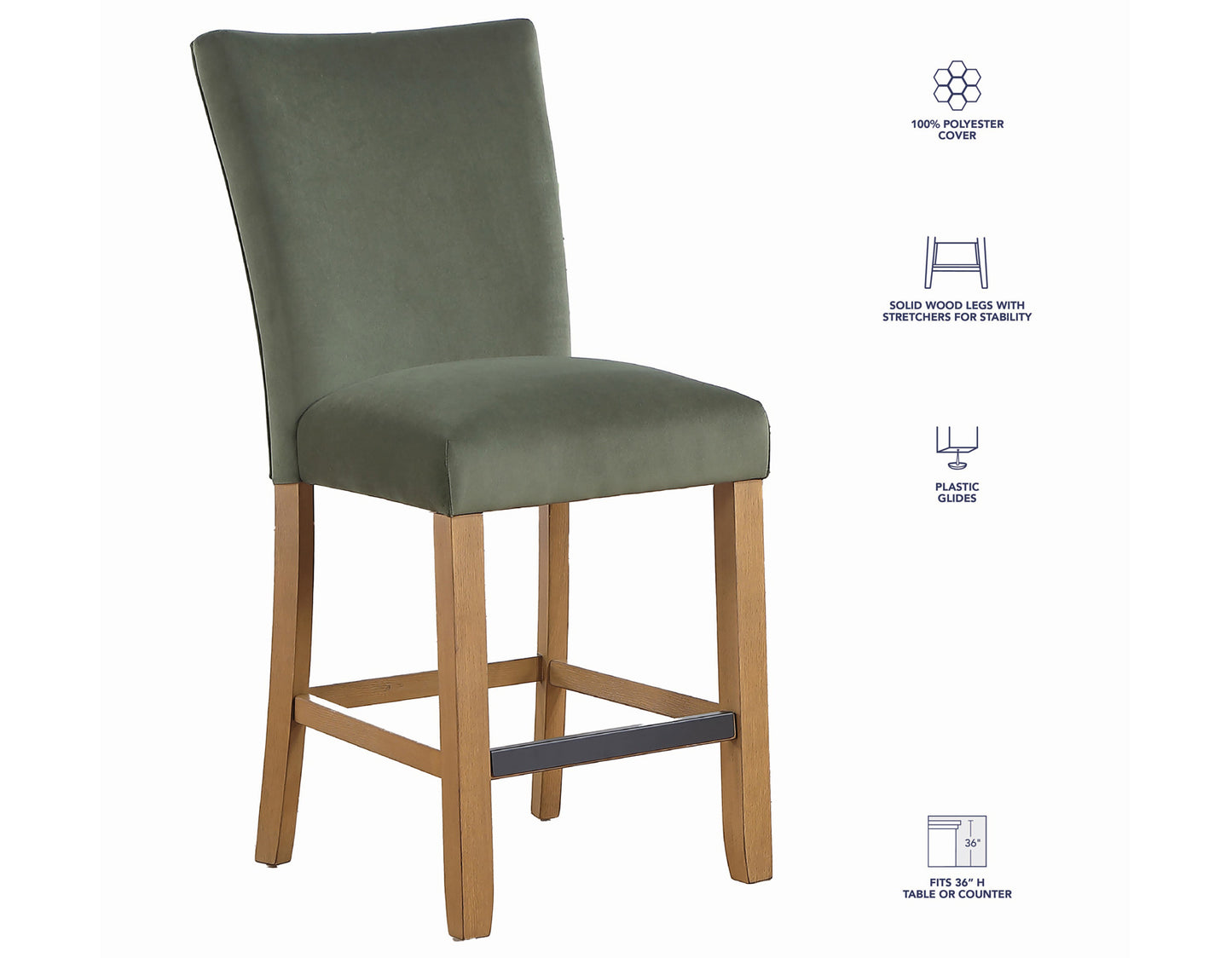Artemis 24″ Counter Stool, Green Velvet