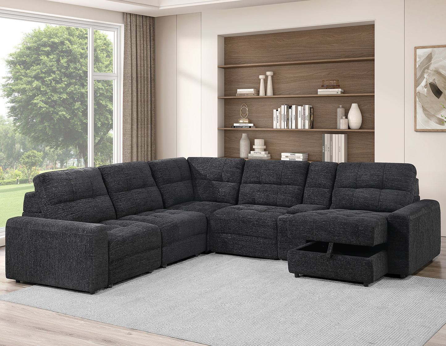 Snyder 7-Piece Slider Sectional, Black