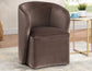 Annie Chocolate Velvet Barrel Chair w/Casters