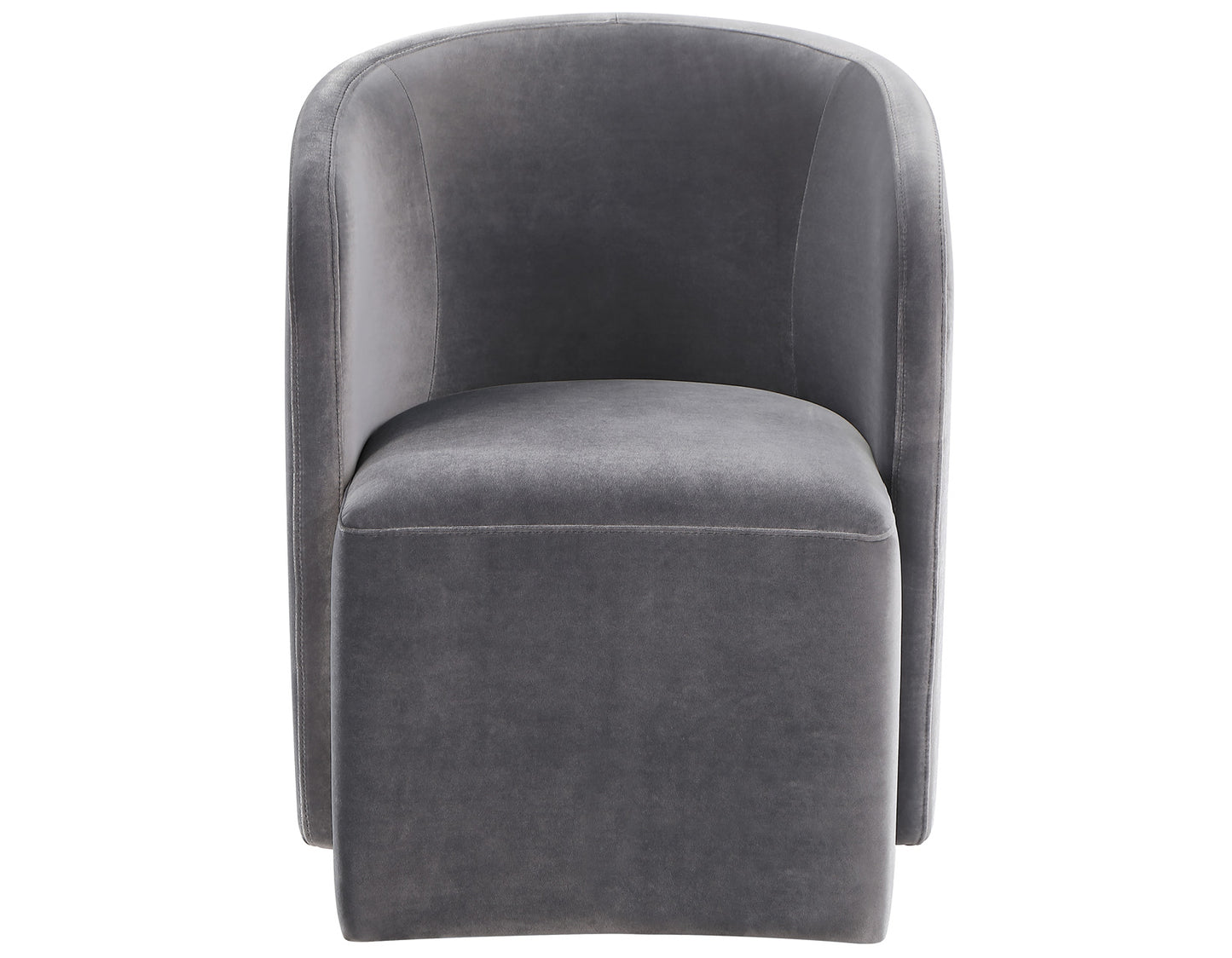 Annie Gray Velvet Barrel Chair w/Casters