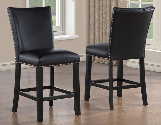 Artemis 24″ Counter Stool, Black Vegan Leather