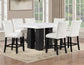 Artemis 5-piece 54″ Square White Marble Counter Table with 4 Artemis White Vegan Leather Counter Chairs