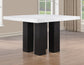 Artemis 5-piece 54″ Square White Marble Counter Table with 4 Artemis White Vegan Leather Counter Chairs