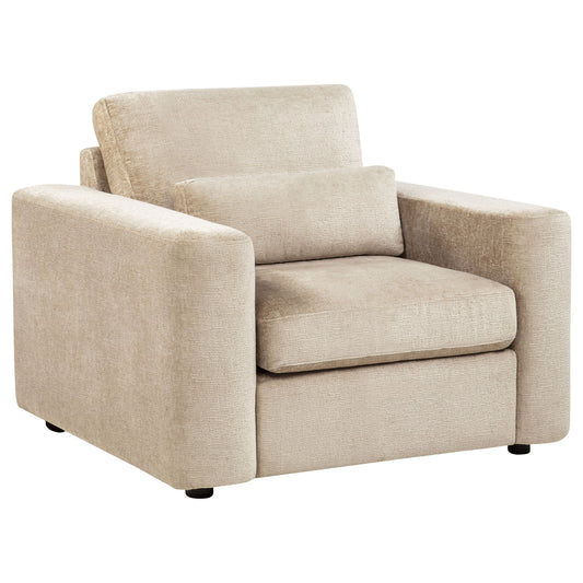 Amador Chenille Upholstered Track Arm Accent Chair Camel