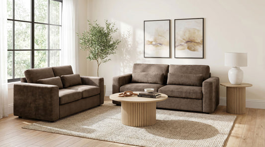 Amador 2-piece Chenille Upholstered Track Arm Sofa Set Chocolate