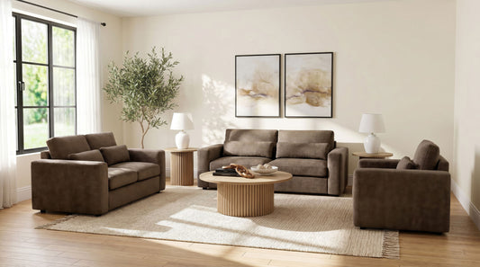 Amador 3-piece Chenille Upholstered Track Arm Sofa Set Chocolate