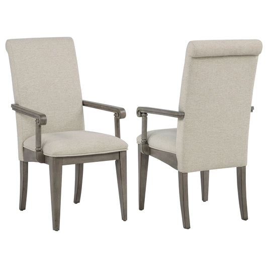Cresswell Upholstered Dining Arm Chair Tan (Set of 2)