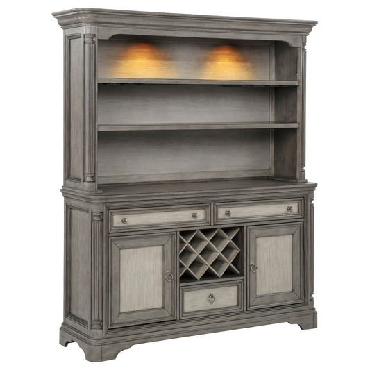Cresswell 2-door 3-drawer Buffet and Hutch Weathered Taupe