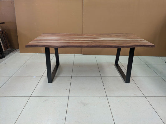 Selwyn 80-inch Live Edge Solid Wood Dining Table Light Sheesham