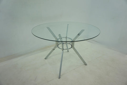 Steele 48-inch Round Glass Top Dining Table Chrome