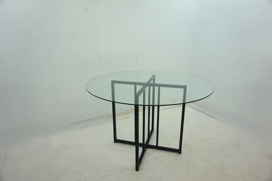 Pace 48-inch Round Glass Top Dining Table Matte Black