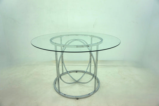Levy 48-inch Round Glass Top Dining Table Chrome